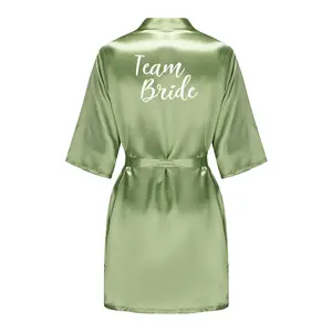 Satin Silk Robes Plus Size Wedding Bathrobe Bride Bridesmaid Mother Maid of Honor Gown Women Clothing Sleepwear Sage Green