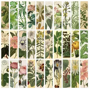 Vintage Flower Pattern Bookmarks, 30pcs/set Crafts Kit Scrapbooking & Journal Making Material Paper, DIY Decorative Paper for Greeting Card, Craft Kits, Crafting Kit
