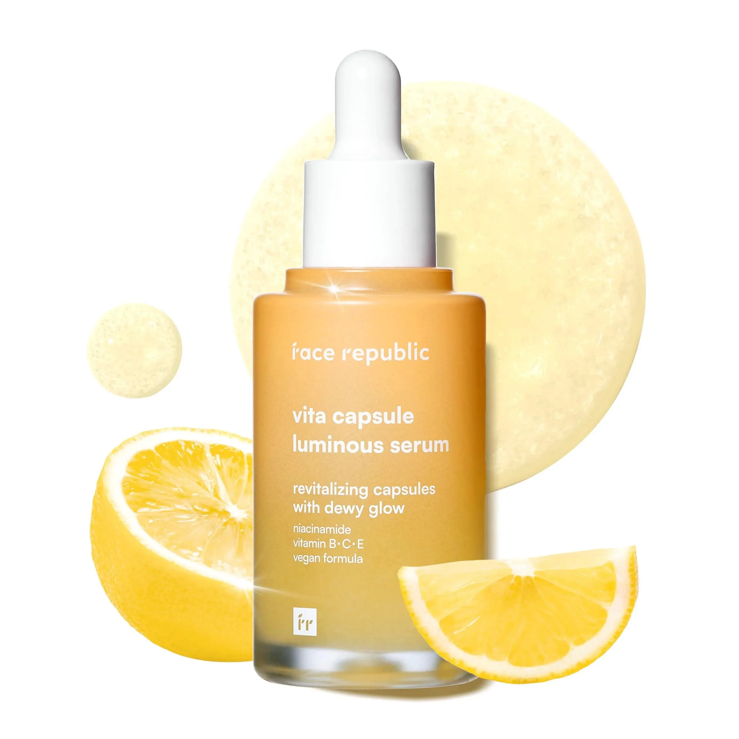 Face Republic Vita Capsule Luminous Serum 45ml, Korean 5% Niacinamide Glow Serum with 13.29% Sea Buckthorn Water + Jojoba Oil Capsules for Dull Skin