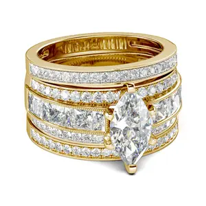 Jeulia 3PC Marquise Cut Sterling Silver Ring Set