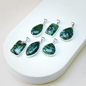 Natural Crystal Pendant Set 4 – Silver Plated Brass