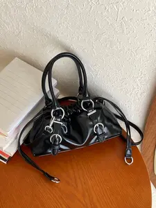 New fashion retro drawstring cloud shoulder bag, casual pleated bag simple daily commute handbag