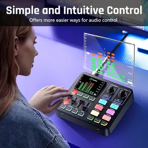 Amplifiers & Mixers PUPGSIS Gaming Audio Mixer, Audio Interface for PC/Podcast/Streaming, Sound Board with 3.5mm/XLR Mic Input, 48V Phantom Power, Voice Changer, Live Sound Card with DJ Mixer Effects/Bluetooth/4 Channel