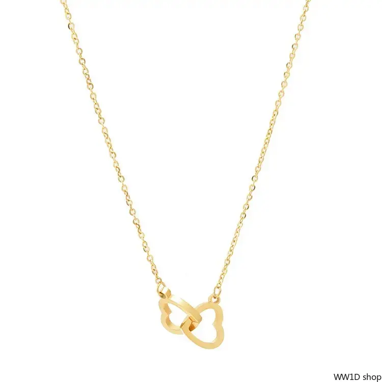 18K Rose Gold Double Circle Necklace - Korean-Style Minimalist Dainty Layered Pendant, Non-Tarnish Titanium Steel, Waterproof Hypoallergenic Fashion Jewelry