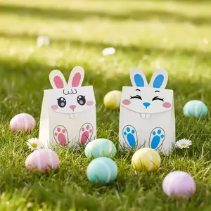 20 pcs Rabbit-shaped paper box,Easter decorations can hold candies, toys,chocolates, and Easter eggs