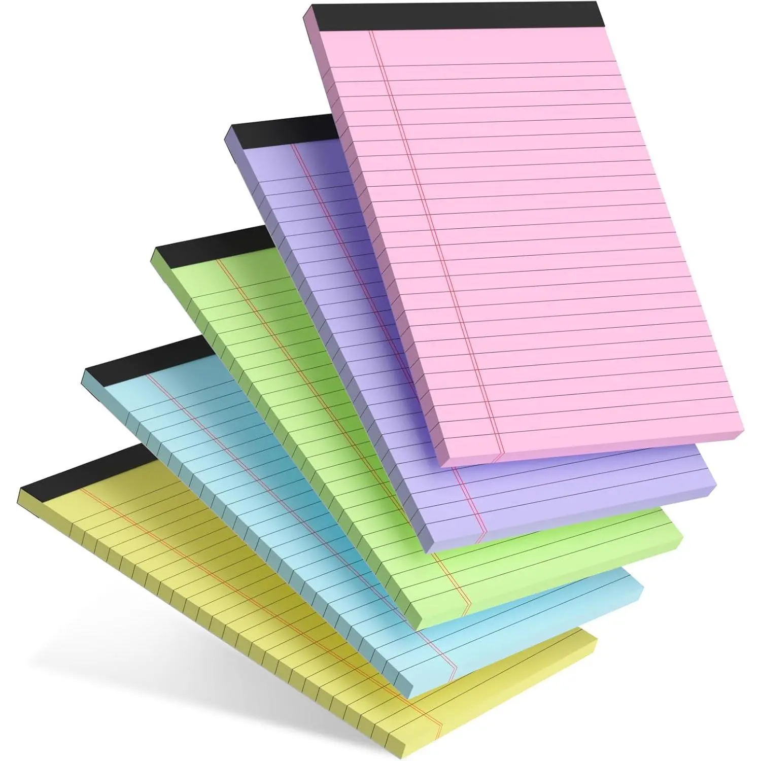 5 count Colored Note Pads 5x8 College Ruled Small Legal Pads Paper Notepads 5 Pack Study  Writing Pads 5 x 8 Paper Pads Perforated Narrow Ruled Pads of Paper 30 Sheets/Pack
