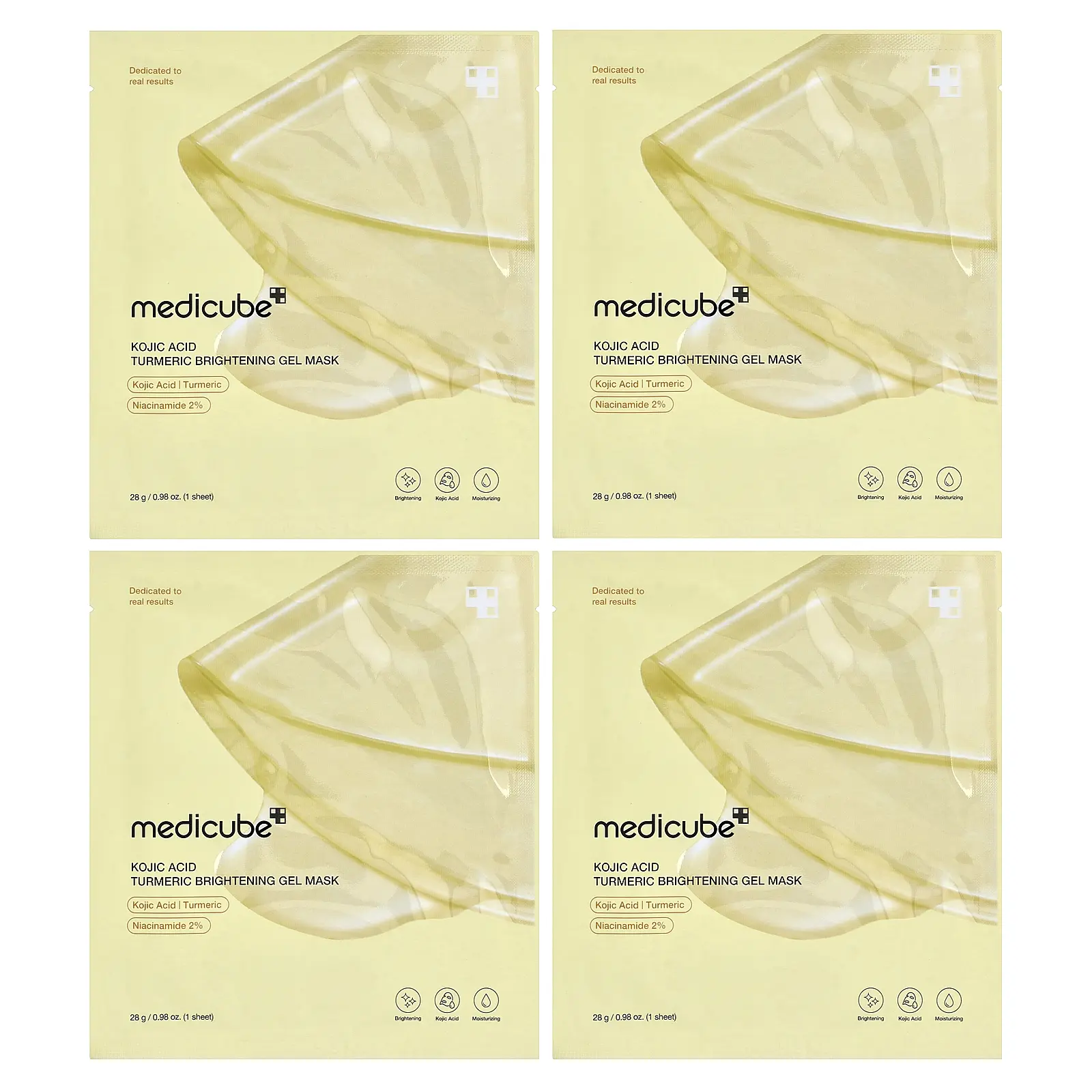 Medicube Kojic Acid Turmeric Brightening Gel Beauty Mask, 4 Sheets, 0.98 oz (28 g) Each