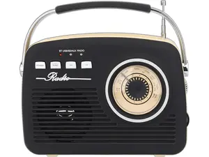 Supersonic SC-1201BT Retro Portable Bluetooth Speaker with Vintage Vibes, AM/FM Radio Black
