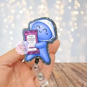 TikTok Balloon Glove Badge Reel | Glitter Cna, pct, pca RN ID Clip, badge holder, retractable badge reel