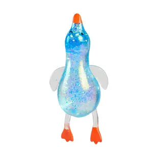 5.12*2.76inch Squeeze Glitter Duck Stress Relief Toy Mini Stretchy Soft TPR Fidget Toy with Sparkling Design for Anxiety Relief & Sensory Stimulation