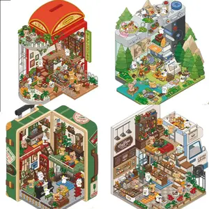 Miniature Scene DIY 3D House Sticker - Set of 3 for adults Kids, with one extra piece