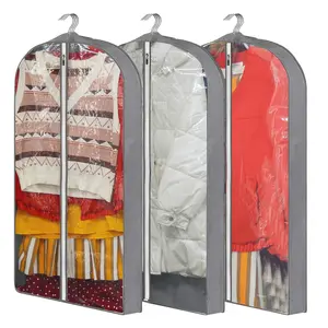 3-Piece Set, 40-Inch Long Transparent Hanging Clothes Bag, Wardrobe Storage Organize Suits Bags for Coats Dresses Fur Shirts Plastic Hanger Covers