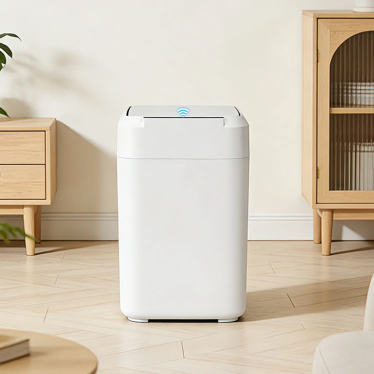 Banganicabot Smart Induction Waterproof Trash Can 4.5 Gallon –Touchless Motion Sensor Garbage Can with Auto Bagging & Auto Refill, Hands-Free Trash Bin, Odor Control for Kitchen, Bathroom, Office automatic  germ free
