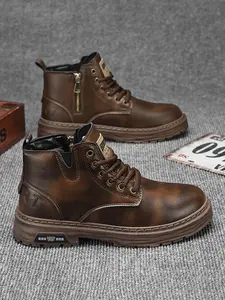 (The boots are one size smaller)Men's Fashionable Lace Up Ankle Boots, Western Inspired Boots, Casual Comfortable Boots for Daily Wear, Male All-match Trendy Shoes for Daily Wear, Western Work Boots