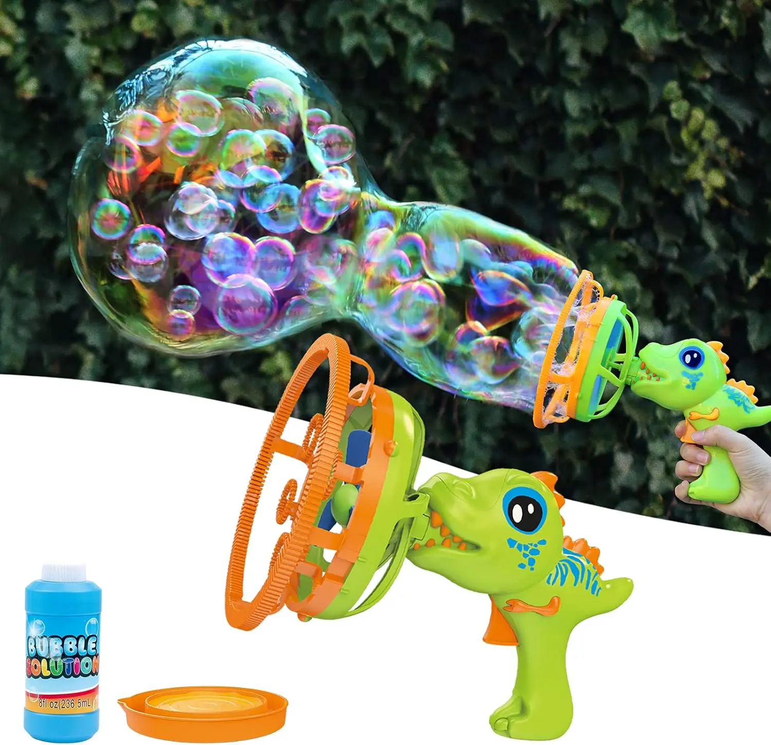 Dinosaur Bubble Machine, Kids Toy with Bubble Solution, Outdoor Garden Games for Boys & Girls, Holiday Easter Birthday Gifts for Children