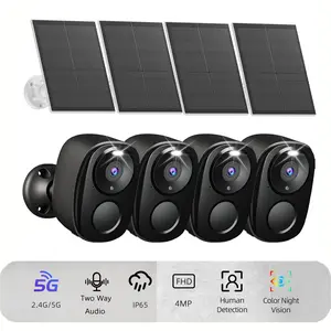4MP Security Cameras Wireless Outdoor Solar Battery Powered 2K 2.4G 5G WiFi AI Human Detection Color Night Vision 2 Way Talk SD Storage Alexa Compatible