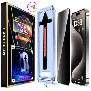 WEKOME 2PCS/Set Magic Privacy Protections Screen Protector Tempered Glass Film for iPhone X XS 11 12 13 14 15 Plus Pro Max, Auto Dust Elimination, Bubble Free, Full Cover, Anti-spy, Anti-fingerprint, Anti Glare, Anti-Scratch, Anti Blue-ray Protective Film