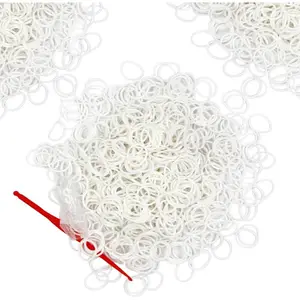 6000-Pack Rubber Loom Bands Making Kit,50PCS S-Clips10-Hooks,Colorful Rubber Bands Refill Kits for Weaving DIY Crafting  (White)