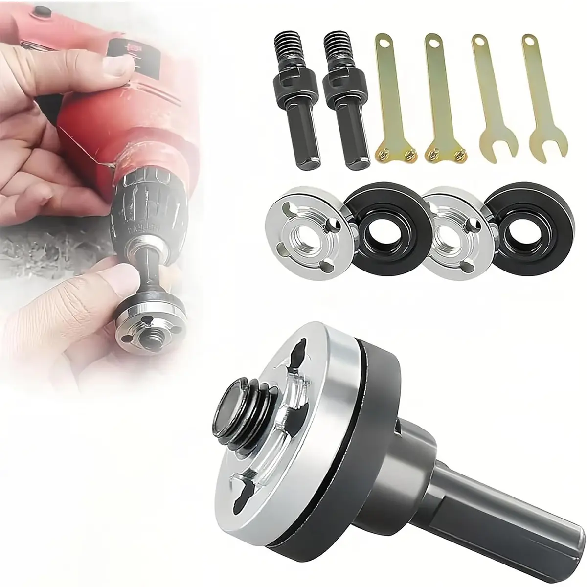 SummerVibes Conversion Angle Grinding Adapter Connecting Rod Kit for Electric Drill, 6mm & 10mm Arbor Mandrel Adapter with Spanner, Angle Grinding Tools Accessories, Hardware, Heavy Duty, Industrial