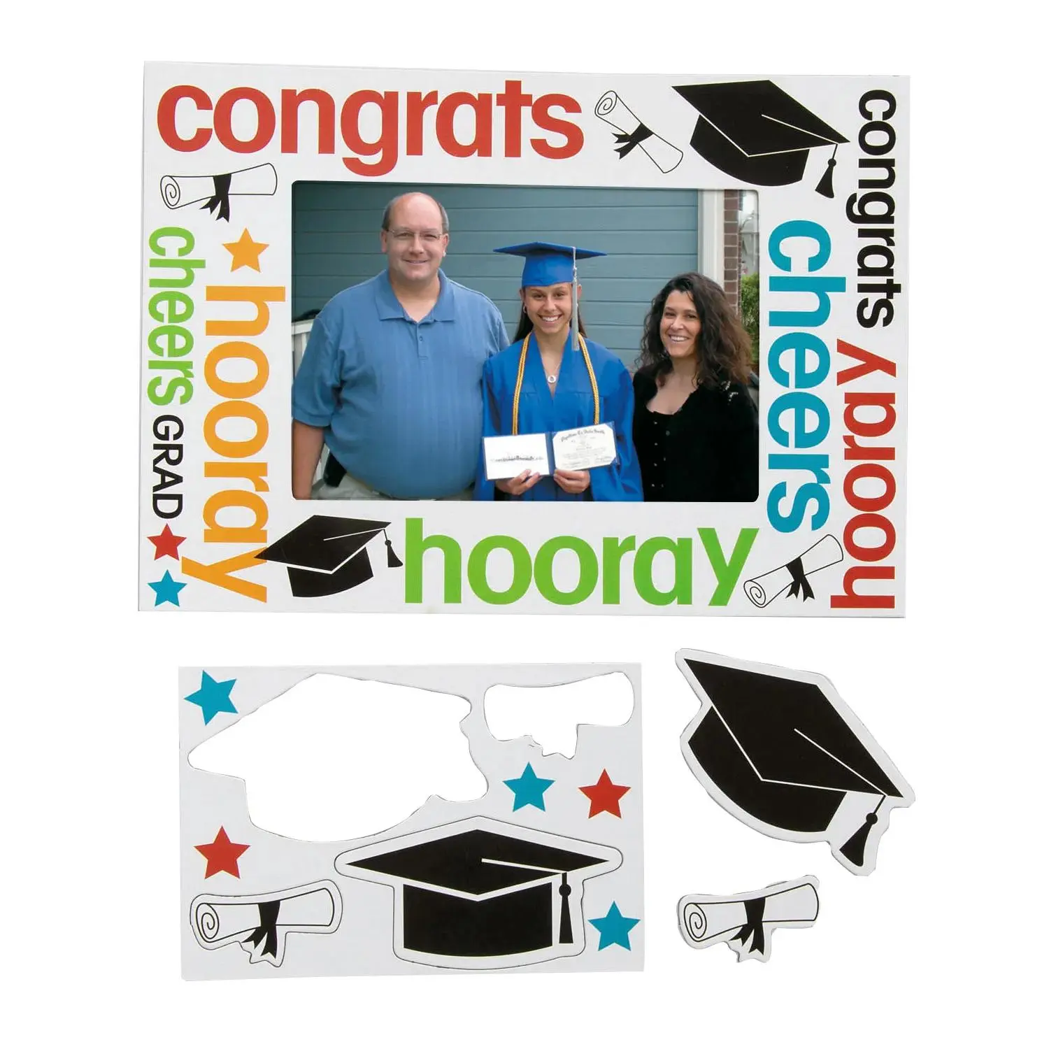 Magnetic Vinyl Photo Frames - 7"x5", 12-Pc, Graduation Decor Gift with Graduation Cap Design, Suitable for Any Age Grads, Office/School Stationery Supply