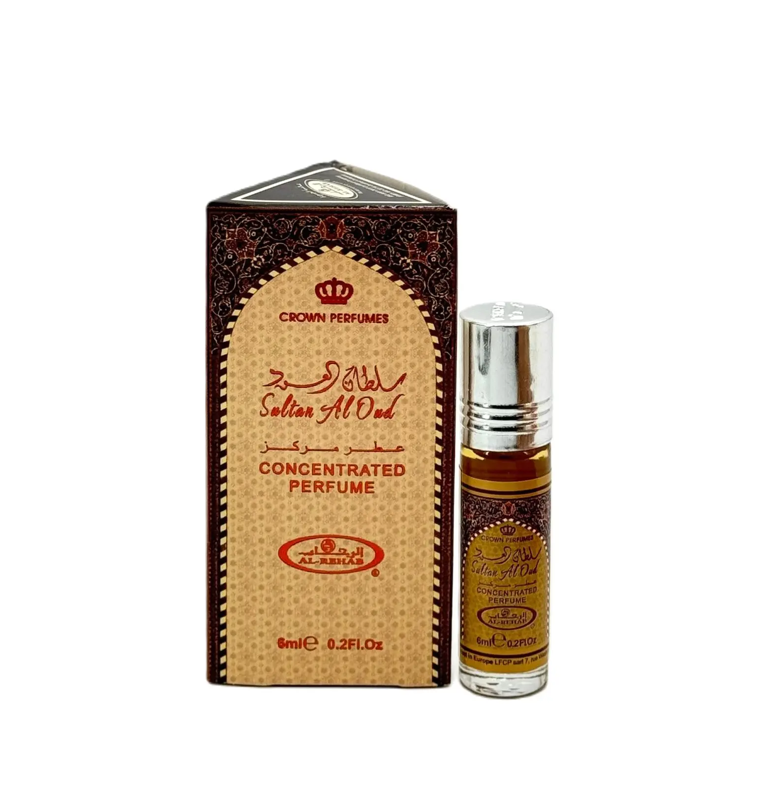 Al Rehab Sultan Al Oud Concentrated Perfume Oil, Long-Lasting Arabic Perfume, Aromatic Amberwood Unisex Fragrance Roll-On for Adults, 0.2 fl oz, Arabic Perfume Fragrance