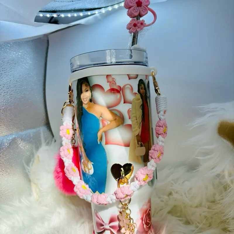 40oz Personalized Photo Tumbler with Charms 2 or 3 Photos Non-BPA Free Customizable Drinkware Featuring Unique Charms and 40oz Capacity for Your Favorite Drinks Water Bottles
