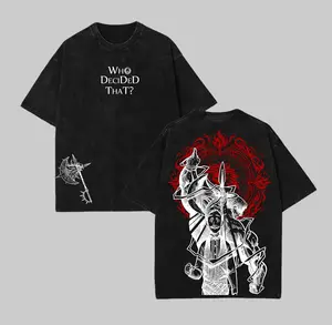 Escanor Seven Deadly Sins Shirt – “Who Decided That?” Vintage Washed Oversized Heavyweight Cotton Anime Graphic Tee, Unisex Animecore Streetwear Gift for Escanor & Anime Fans