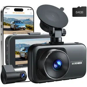 LAMTTO 4K WiFi Dash Cam Front and Rear, Dual Channel Dash Camera with Night Vision, 5G WiFi App Control, G-Sensor, Loop Recording, Parking Monitor, Car DVR Driving Recorder with Free 64GB Card | Fathersdaygift