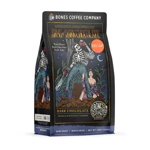 Bones Coffee Company Decaf Army of Dark Chocolate, Dark Chocolate Flavor, Made with Arabica Coffee Beans, Medium Roast, Ground and Whole Coffee (12oz)