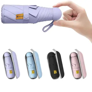 Travel Essentials Mini Umbrella for Purse With Case Small Compact UV Sun Protection Lightweight Tiny Pocket Manual Open Close Umbrella for Women Kids and Men Fit Purse Backpack