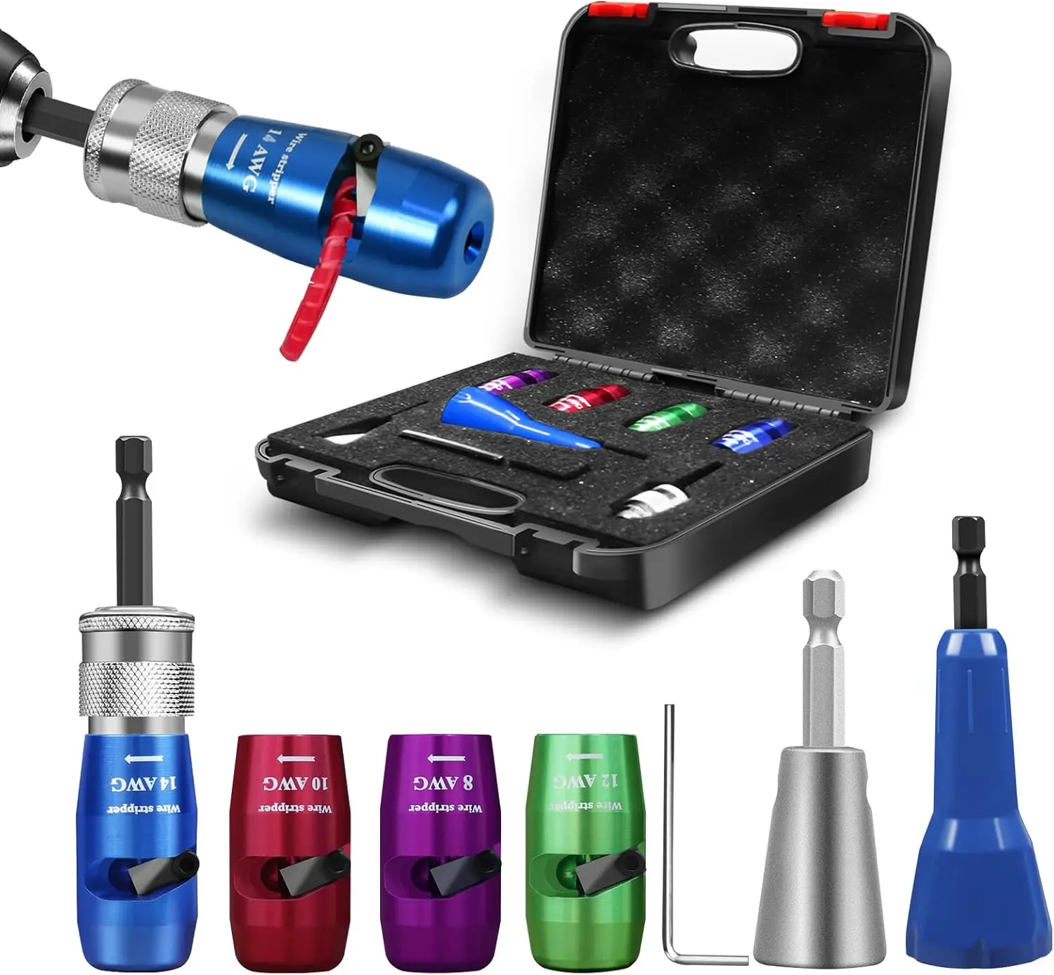 2026 Electrician  Stripping and Twisting ToolTwister & Tool for Drill – 8/10/12/14 AWG, Improve Work Efficiency 30 Times threading bolts machine Large Capacity Metal Hand Toolbox Digital Electronic Torque Wrench Set precision wire stripper Tool Kit Set ti