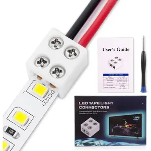 20 count 2-Pin 8mm Solderless LED Strip Connectors, Reliable and Easy-to-Install, Solidly Connected LED Light Connectors