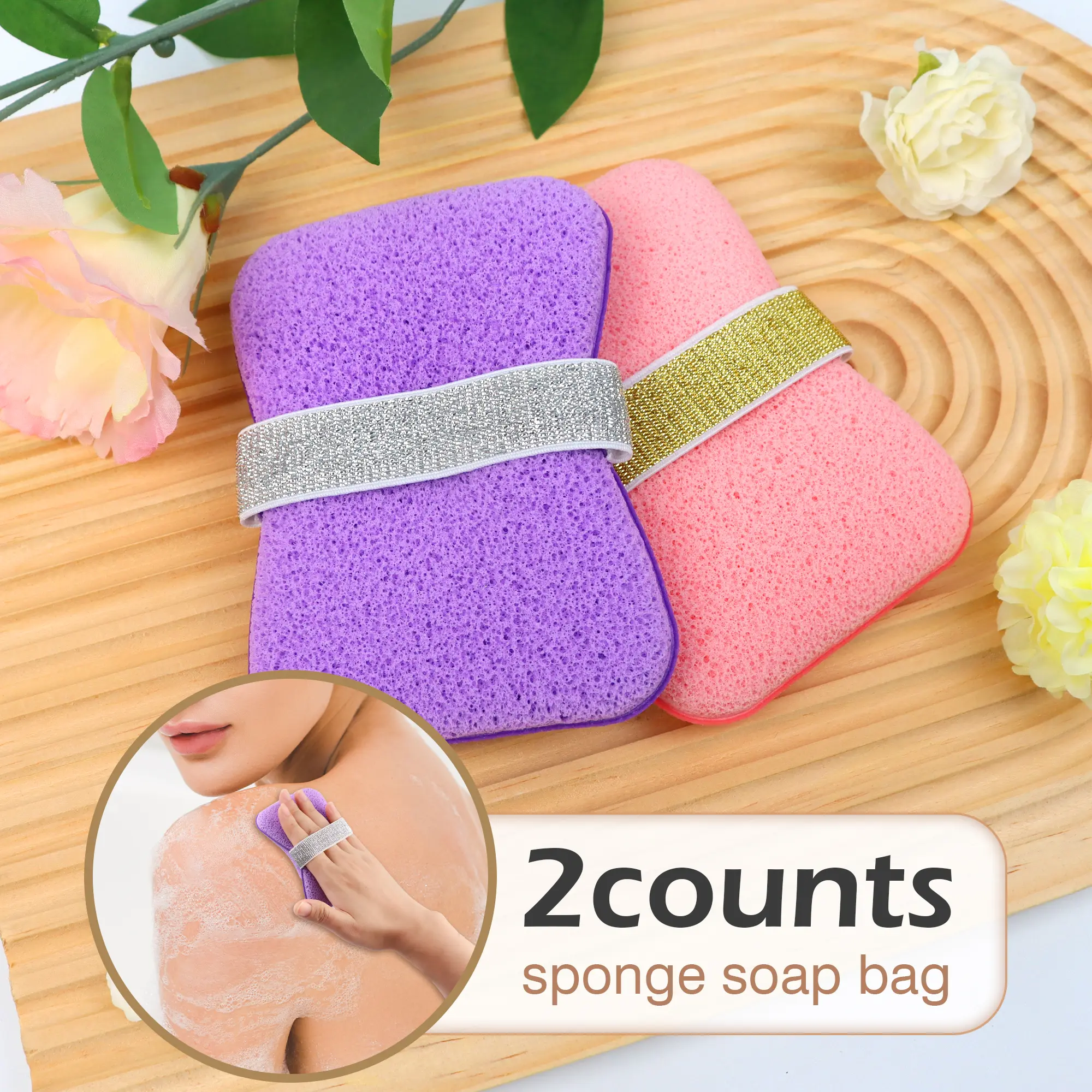 2-Pack Soap Saver Pouch, Exfoliating Loofah Bag for Rich Lather, Gentle Body Scrubber and Soap Holder with Hanging Loop, Personal Care Accessories, Body Care Tool