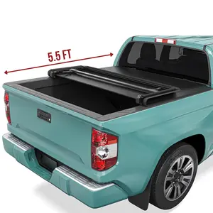 5.5 Ft Bed [Fits 2022-2026 Toyota Tundra] Soft Tri-Fold Truck Bed Tonneau Cover with Deck Rail System