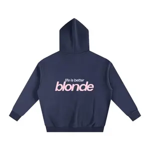 [Hoodie] Oversized Fleece Hoodie – “Life Is Better Blonde” Graphic Back Print – Cozy Pullover Sweatshirt