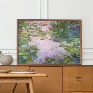 Claude Monet Water Lilies Impressionist Landscape Canvas Poster, Vintage Floral Print Wall Art, Artistic French Print, Unframed Fabric Painting Decor, Modern Home Decor