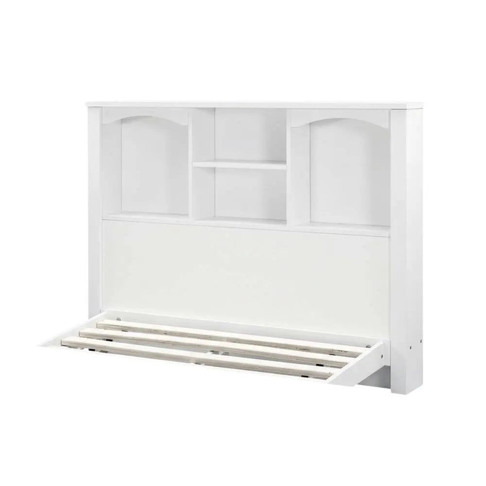White Twin Bookcase Headboard with Storage Shelves for Bedroom Organization