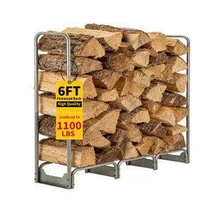 Garvee 6FT Heavy Duty Steel Firewood Rack with Waterproof 600D Oxford Cover, Indoor Outdoor Log Storage Rack, Sturdy Wood Pile Holder Organizer for Fireplace, Patio, Fire Pit, Backyard