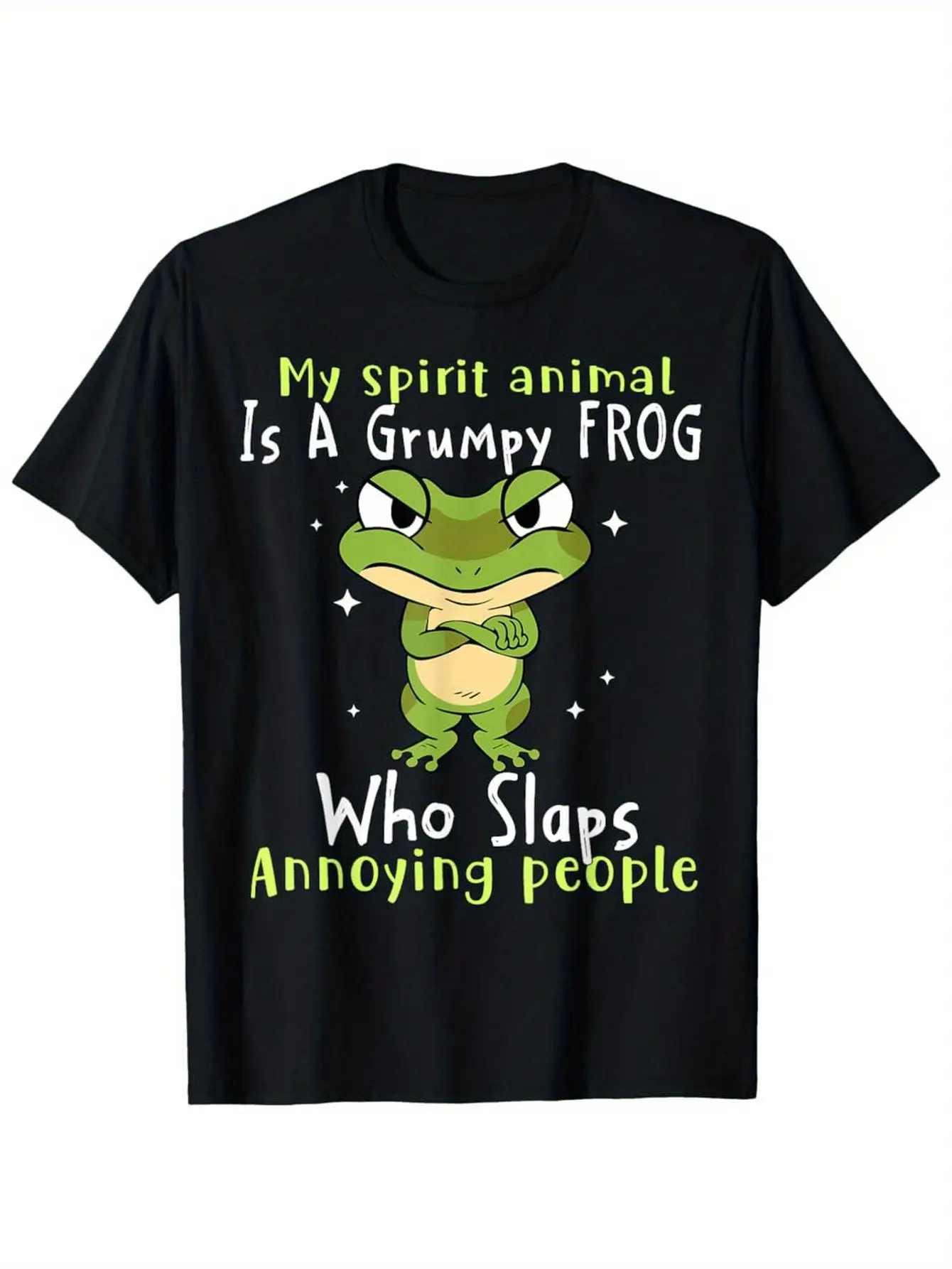 Men's 220g Heavyweight Cotton Fabric T-Shirt - Menswear Casual Top, Soft Retro Angry Frog Graphic, Relaxed Fit Short Sleeve Classic Round Neck, Tshirt, Regular Fit, 2Xl, Quick Dry, All-Seasons, Shortsleeve, Casual Fit