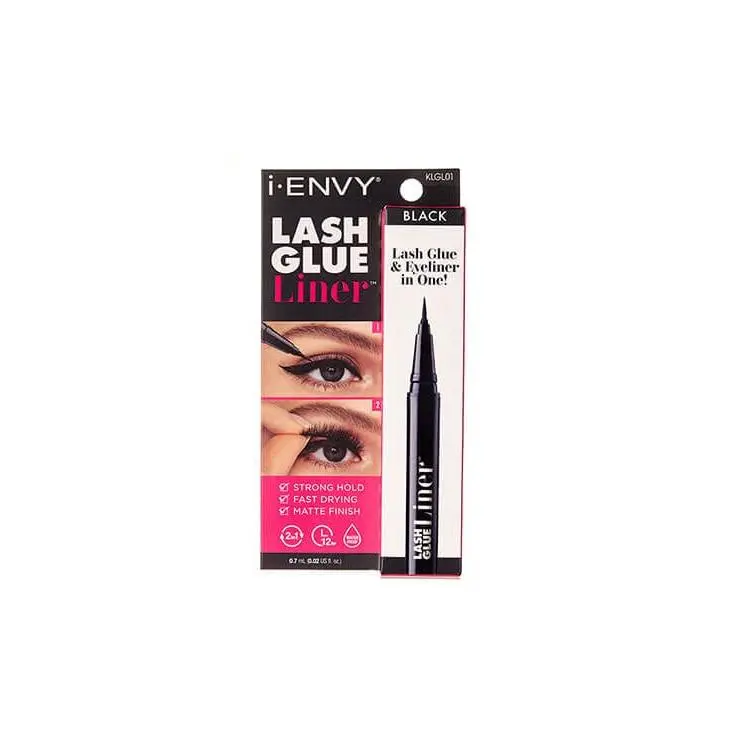 Kiss i-Envy Cosmetic Lash Glue Eyeliner - Lid-Applicable, Long Lasting, Felt Tip, Dual Liner, Precision Pen Eyeliner, KLGL, 0.02 oz