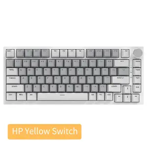 AJAZZ AK820 wired gaming mechanical keyboard HP Yellow switch restores HP mechanical keyboard feel 75% layout white light full key hot-swappable Gasket structure metal volume knob FN multimedia function ergonomic design computer and office keyboard DIY