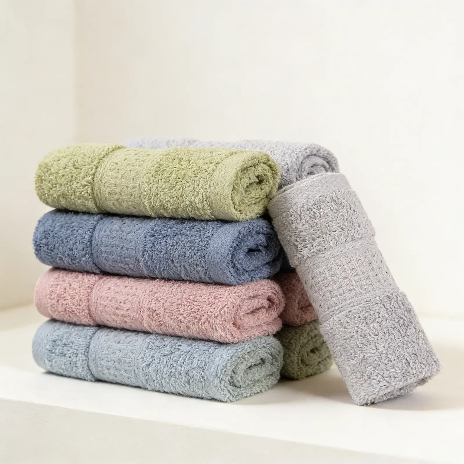 Unisex 6Pcs (13x13 Inch) Square Cotton Face Towel Set - Small, Soft Touch, Highly Absorbent Fingertip Towels, Machine Washable for Bathroom, Birthdays, Household Tasks | Home Improvement Building Supplies