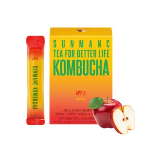 SUNMANG Apple Kombucha 10 Packets - 0g Sugar & 15 Calories - 19 Probiotic Strains & Vitamin C - Refreshing Sparkling Drink Mix for Digestive Support - Perfect K-Food Pairing (Apple)