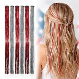 Team Color Clip-In Hair Tinsel 6-Pack – Reusable Fairy Hair Sparkle for Soccer Fans, Game Day, Concerts & Parties ⚽✨