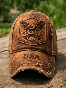 "we the People" Patriotic Eagle Logo Baseball Hat, Vintage Washed American Flag Cap, Classic Baseball Cap, 3D Print "don't Tread on Me," Unisex Adjustable Outdoor Casual Hat