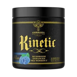 Ambrosia Kinetic | Organic Pre-Workout Powder | Mushroom-Based Superfood Blend | Plant-Based Formula | 24 Servings