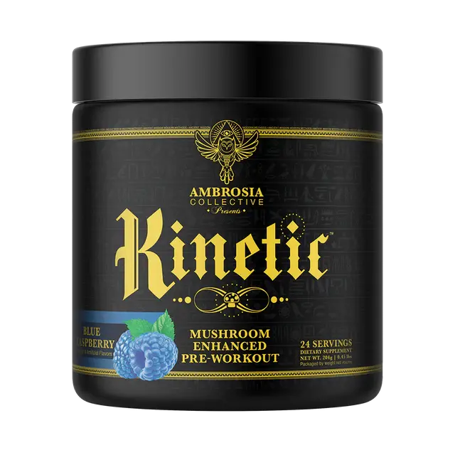 Ambrosia Kinetic | Organic Pre-Workout Powder | Mushroom-Based Superfood Blend | Plant-Based Formula | 24 Servings
