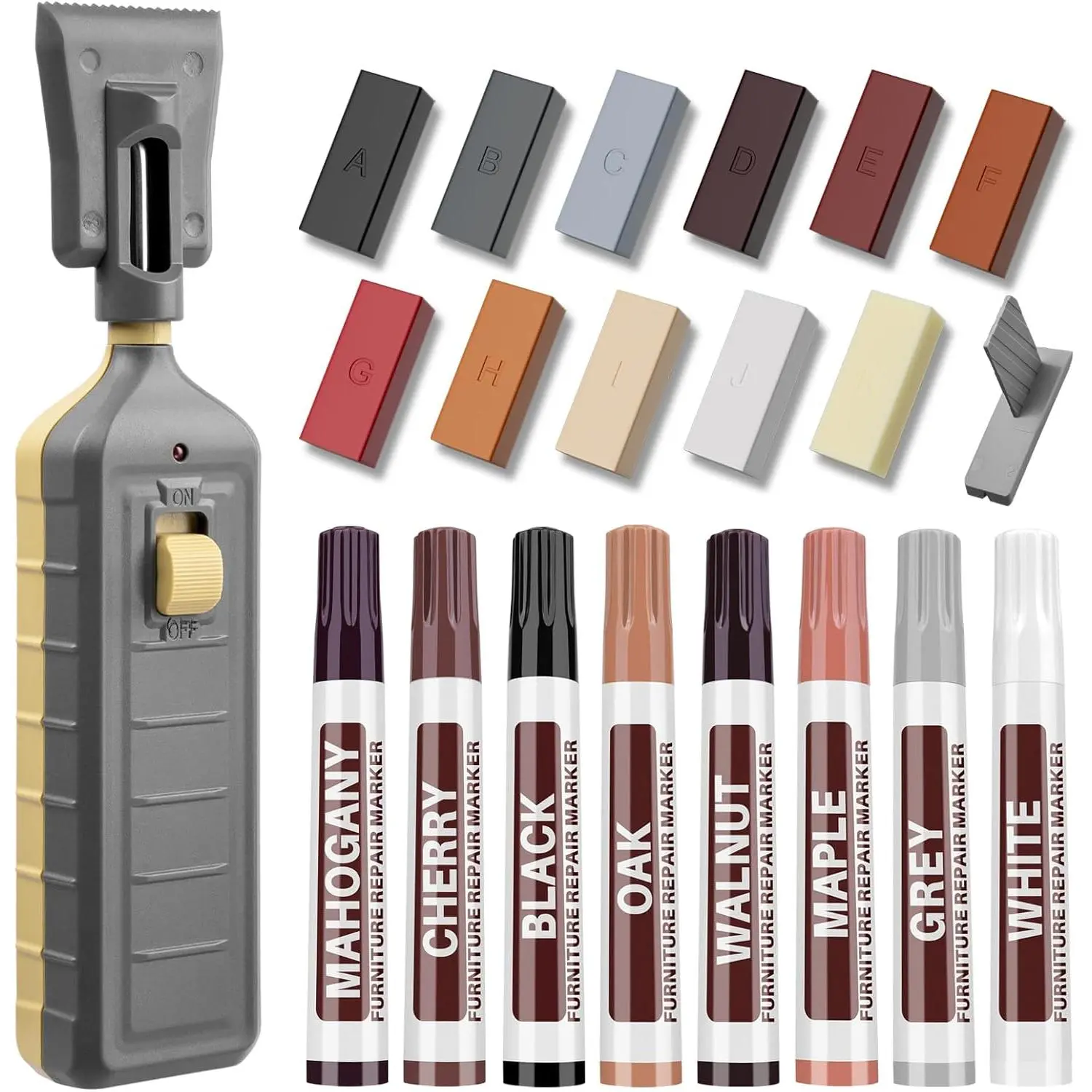 Vinyl Floor Repair Kit with Heat Pen - 11 Colors Hardwood Laminate Floor Wax Wood Furniture Touch Up Marker Linoleum Repair Kit Restore Any Scratches, Stains, Cracks, Hole for Floor, Door, Cabinet