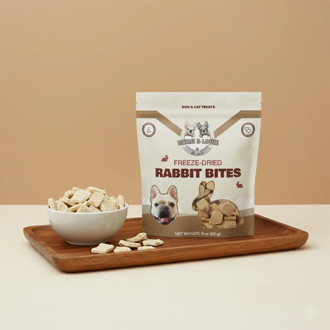 Benji & Louie Freeze Dried Rabbit Bites for Dogs and Cats, 3 oz (85 gram), Dogs Treat and Cat Treats