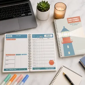 CLARIOVA ADHD Daily Planning Planner A5 Size Weekly Monthly Schedule Checklist Notebook for Home Office Overthinking to Taking Action 30 Days Focus Reset Journal Routine Essential Plannerbook